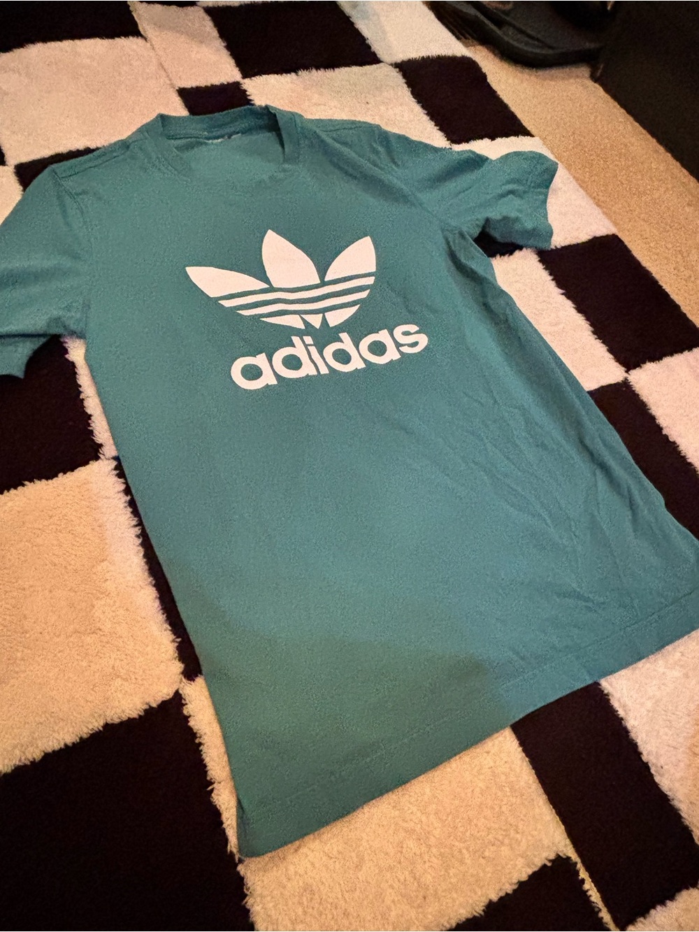 adidas Teal Crewneck T-Shirt with White Trefoil Logo